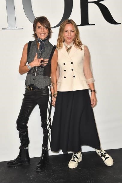 Dominique Crenn and Maria Bello attend the Dior Womenswear Spring/Summer 2022 show as part of Paris Fashion Week on September 28, 2021 in Paris,...