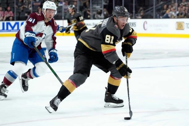 Jonathan Marchessault of the Vegas Golden Knights skates during the third period against the Colorado Avalanche at T-Mobile Arena on September 28,...