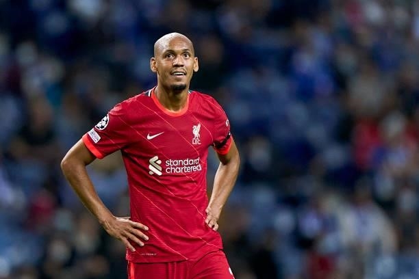 Fabinho of Liverpool FC reacts during the UEFA Champions League group B match between FC Porto and Liverpool FC at Estadio do Dragao on September 28,...