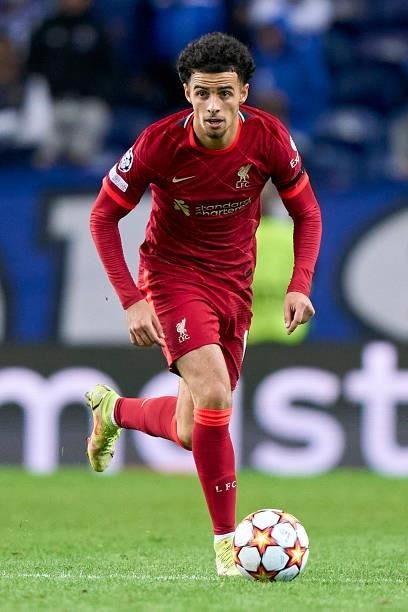 Curtis Jones of Liverpool FC in action during the UEFA Champions League group B match between FC Porto and Liverpool FC at Estadio do Dragao on...