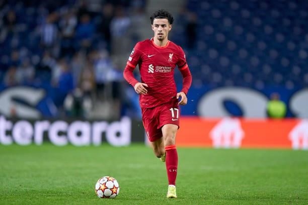 Curtis Jones of Liverpool FC in action during the UEFA Champions League group B match between FC Porto and Liverpool FC at Estadio do Dragao on...