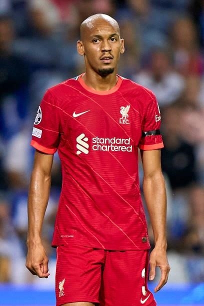 Fabinho of Liverpool FC looks on during the UEFA Champions League group B match between FC Porto and Liverpool FC at Estadio do Dragao on September...