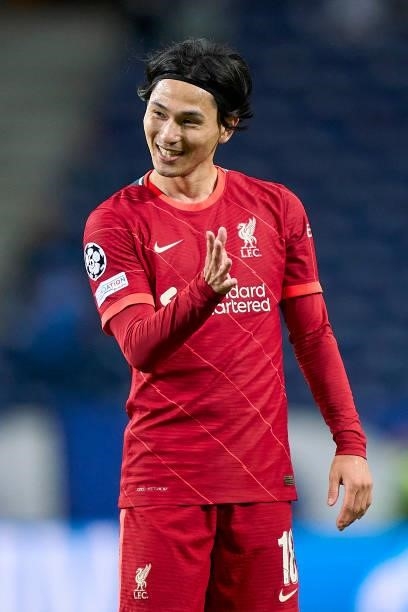 Takumi Minamino of Liverpool FC reacts during the UEFA Champions League group B match between FC Porto and Liverpool FC at Estadio do Dragao on...