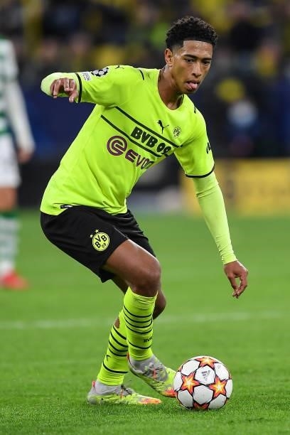 Jude Bellingham of Dortmund runs with the ballduring the UEFA Champions League group C match between Borussia Dortmund and Sporting CP at Signal...