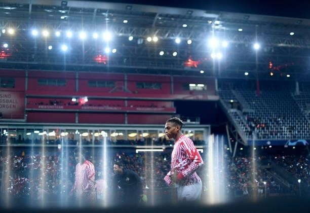Junior Adamu of Red Bull Salzburg is pictured before the UEFA Champions League group G match between FC Red Bull Salzburg and Lille OSC at Red Bull...