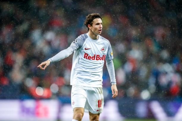 Brenden Aaronson of FC Salzburg during the UEFA Champions League group G match between FC Salzburg and Lille OSC at Red Bull Arena on September 29,...