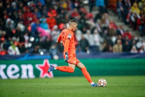Ivo Grbic of Lille OSC during the UEFA Champions League group G match between FC Salzburg and Lille OSC at Red Bull Arena on September 29, 2021 in...