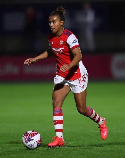 Nikita Parris of Arsenal during the Vitality Women's FA Cup Quarter Final match between Arsenal and Tottenham Hotspur at Meadow Park on September 29,...
