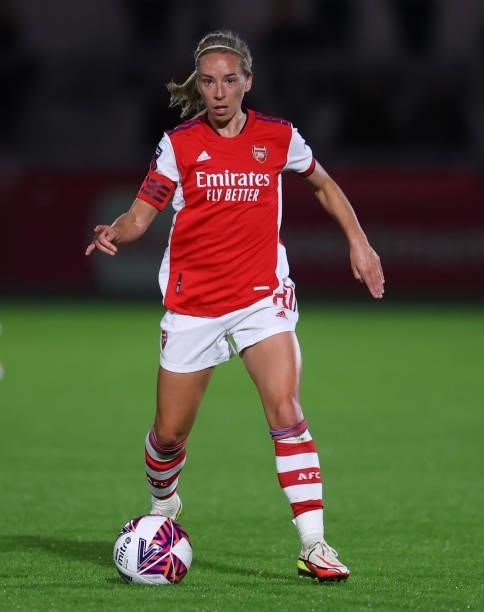 Jordan Nobbs of Arsenal during the Vitality Women's FA Cup Quarter Final match between Arsenal and Tottenham Hotspur at Meadow Park on September 29,...
