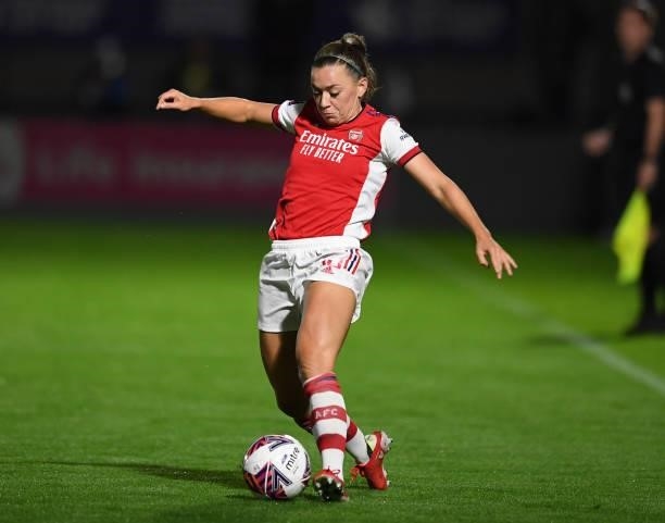 Katie McCabe of Arsenal during the Women's FA Cup Quarter Final between Arsenal Women and Tottenham Hotspur Women at Meadow Park on September 29,...
