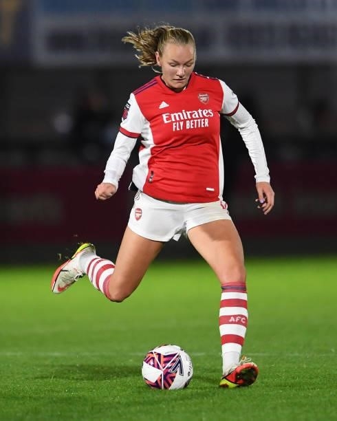 Frida Maanum of Arsenal during the Women's FA Cup Quarter Final between Arsenal Women and Tottenham Hotspur Women at Meadow Park on September 29,...