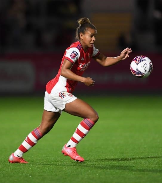 Nikita Parris of Arsenal during the Women's FA Cup Quarter Final between Arsenal Women and Tottenham Hotspur Women at Meadow Park on September 29,...