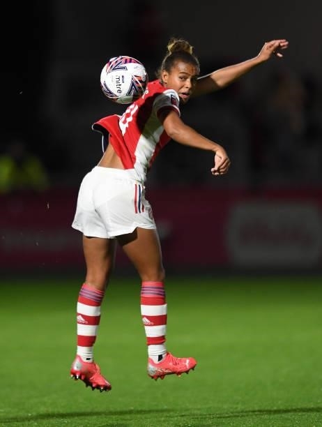 Nikita Parris of Arsenal during the Women's FA Cup Quarter Final between Arsenal Women and Tottenham Hotspur Women at Meadow Park on September 29,...