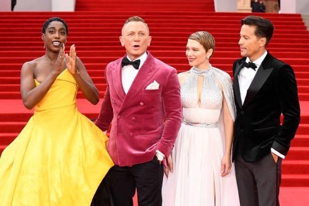 Lashana Lynch, Daniel Craig, Léa Seydoux, and Director Cary Joji Fukunga attend the World Premiere of "NO TIME TO DIE