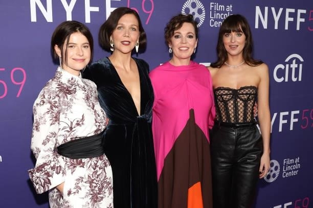 Jesse Buckley, Maggie Gyllenhaal, Olivia Colman, and Dakota Johnson attend the premiere of "The Lost Daughter