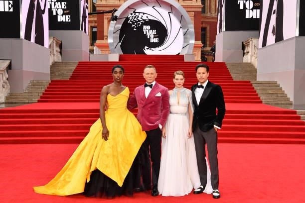 Lashana Lynch, Daniel Craig, Léa Seydoux, and Director Cary Joji Fukunga attend the World Premiere of "NO TIME TO DIE