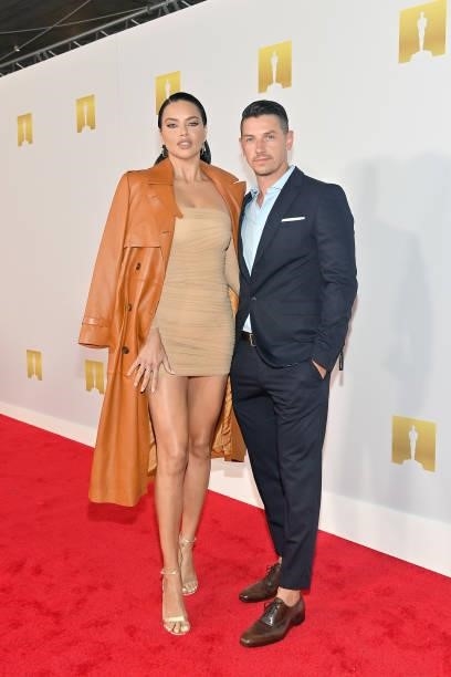 Adriana Lima and Andre L III attend the Academy Museum of Motion Pictures and Vanity Fair Premiere party at Academy Museum of Motion Pictures on...