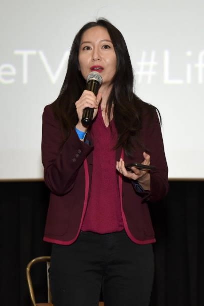 Rebecca Sun speaks onstage at A Special Screening And Panel For "List of a Lifetime