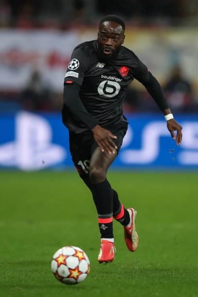 Jonathan Ikone of Lille OSC in action during the UEFA Champions League group G match between FC Red Bull Salzburg and Lille OSC at Stadion Salzburg...