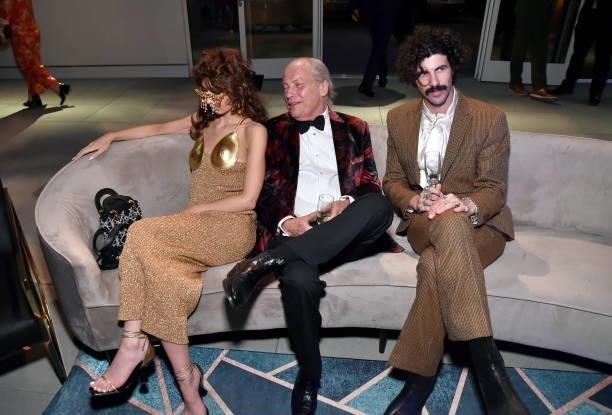 Nadia Lee Cohen, guest, and Josh Landau attend the Academy Museum of Motion Pictures and Vanity Fair Premiere party at Academy Museum of Motion...