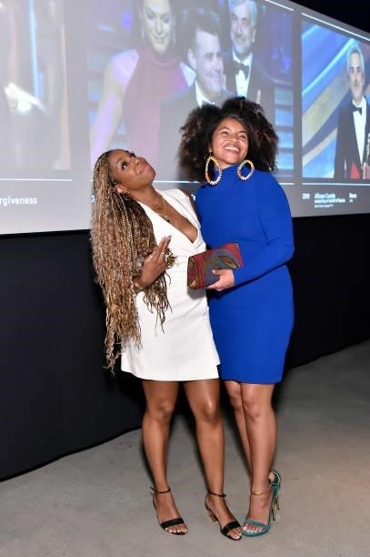 London Hughes and Yazmin Monet Watkins attend the Academy Museum of Motion Pictures and Vanity Fair Premiere party at Academy Museum of Motion...