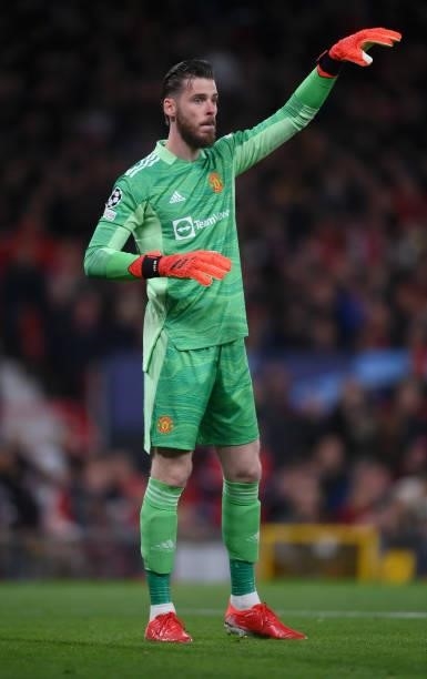 David De Gea of Manchester United looks on during the UEFA Champions League group F match between Manchester United and Villarreal CF at Old Trafford...