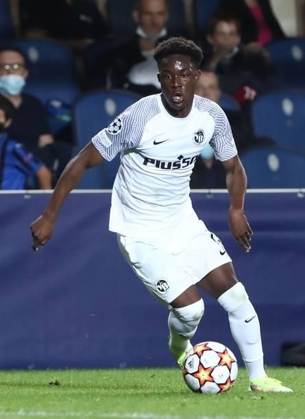 Felix Mambimbi of BSC Young Boys in action during the UEFA Champions League group F match between Atalanta and BSC Young Boys at Gewiss Stadium on...