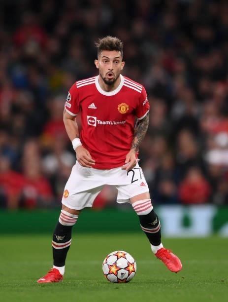 Alex Telles of Manchester United runs with the ball during the UEFA Champions League group F match between Manchester United and Villarreal CF at Old...