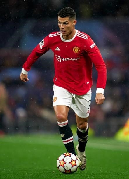 Cristiano Ronaldo of Manchester United runs with the ball during the UEFA Champions League group F match between Manchester United and Villarreal CF...