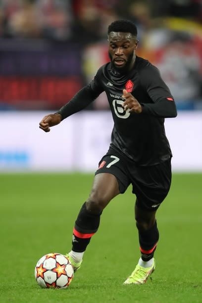 Jonathan Bamba of Lille OSC in action during the UEFA Champions League group G match between FC Red Bull Salzburg and Lille OSC at Stadion Salzburg...