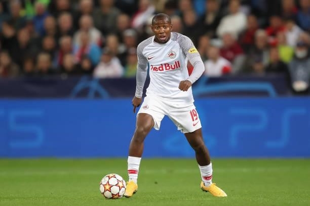 Mohamed Camara of FC Red Bull Salzburg in action during the UEFA Champions League group G match between FC Red Bull Salzburg and Lille OSC at Stadion...