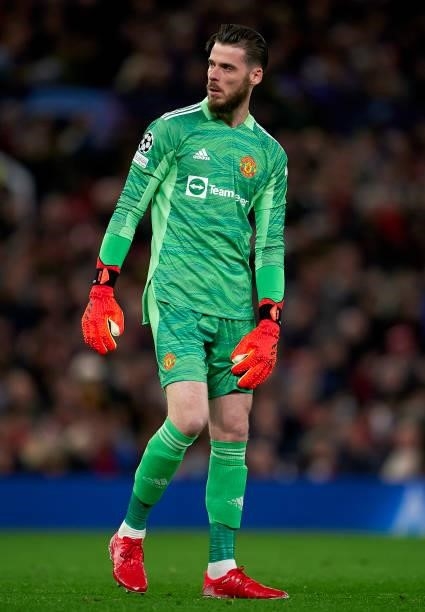 David de Gea of Manchester United looks on during the UEFA Champions League group F match between Manchester United and Villarreal CF at Old Trafford...