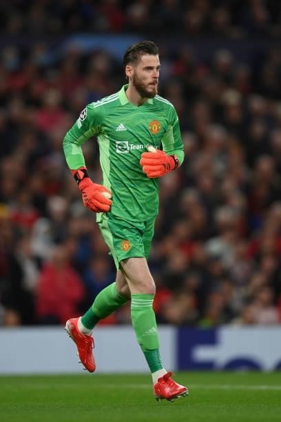 David de Gea of Manchester United in action during the UEFA Champions League group F match between Manchester United and Villarreal CF at Old...