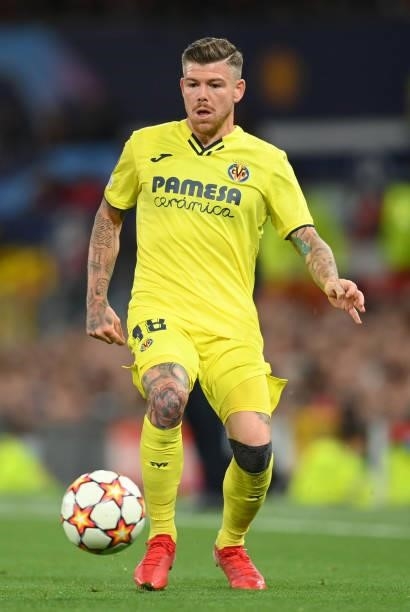 Alberto Moreno of Villarreal in action during the UEFA Champions League group F match between Manchester United and Villarreal CF at Old Trafford on...