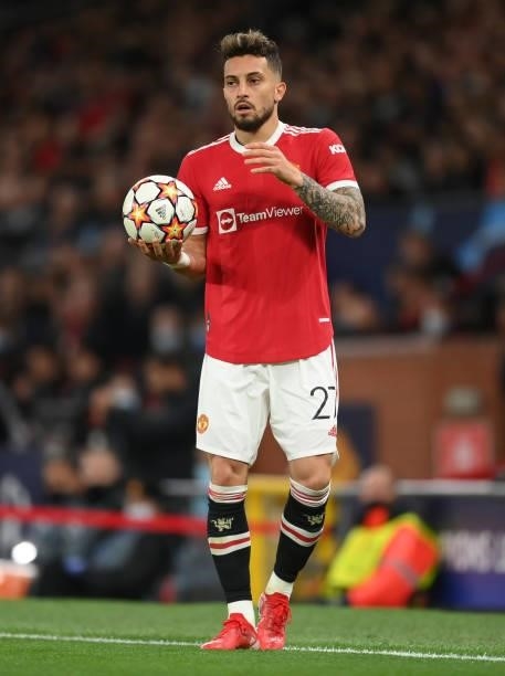 Alex Telles of Manchester United looks on during the UEFA Champions League group F match between Manchester United and Villarreal CF at Old Trafford...