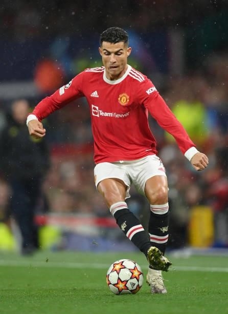 Cristiano Ronaldo of Manchester United in action during the UEFA Champions League group F match between Manchester United and Villarreal CF at Old...