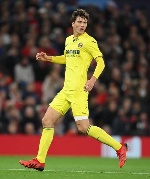 Pau Torres of Villarreal in action during the UEFA Champions League group F match between Manchester United and Villarreal CF at Old Trafford on...
