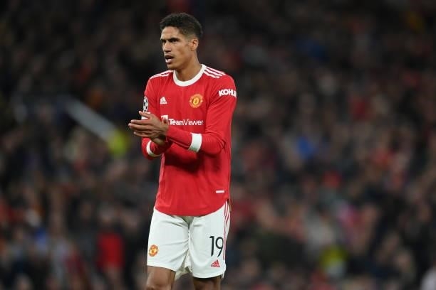 Raphael Varane of Manchester United during the UEFA Champions League group F match between Manchester United and Villarreal CF at Old Trafford on...
