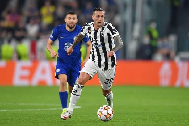 Federico Bernardeschi of Juventus in action during the UEFA Champions League group H match between Juventus and Chelsea FC at Allianz Stadium on...