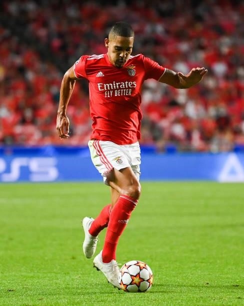 Darwin Nuñez of SL Benfica runs with the ball during the UEFA Champions League group E match between SL Benfica and FC Barcelona at Estadio da Luz on...
