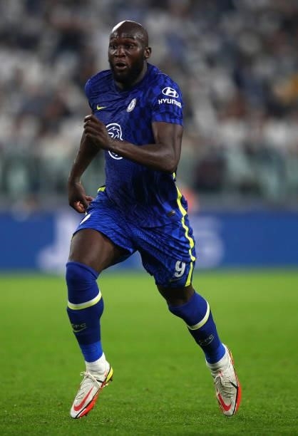 Romelu Lukaku of Chelsea in action during the UEFA Champions League group H match between Juventus and Chelsea FC at on September 29, 2021 in Turin,...