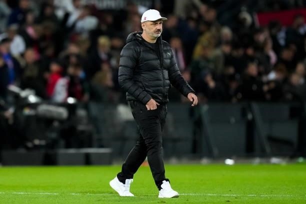 Coach Jindrich Trpisovsky of Slavia Prague during the UEFA Conference League Group Stage match between Feyenoord and Slavia Prague at Stadion...