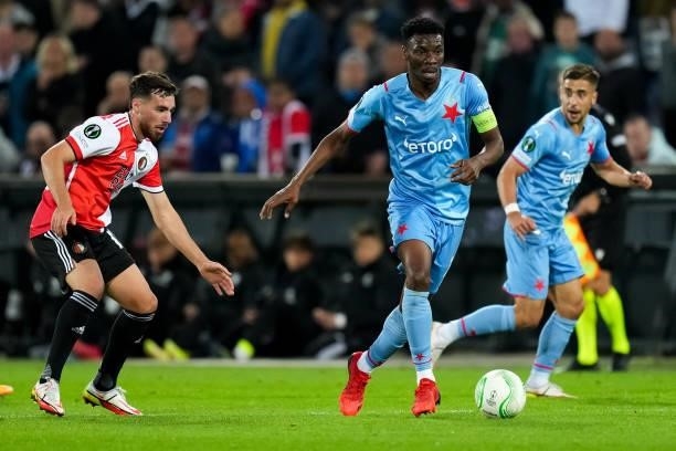 Ibrahim Traore of Slavia Prague during the UEFA Conference League Group Stage match between Feyenoord and Slavia Prague at Stadion Feijenoord on...