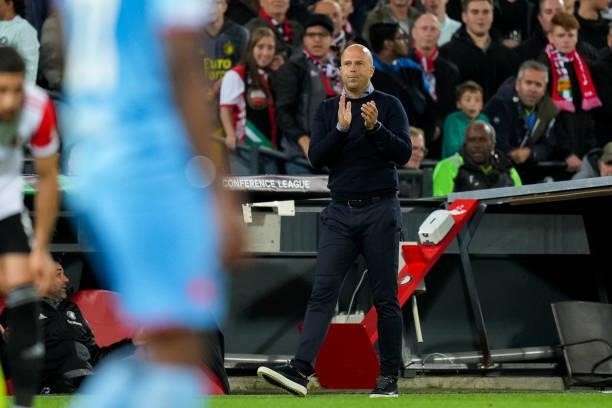 Coach Arne Slot of Feyenoord during the UEFA Conference League Group Stage match between Feyenoord and Slavia Prague at Stadion Feijenoord on...