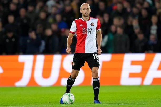 Gernot Trauner of Feyenoord during the UEFA Conference League Group Stage match between Feyenoord and Slavia Prague at Stadion Feijenoord on...