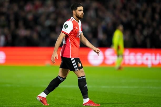 Alireza Jahanbakhsh of Feyenoord during the UEFA Conference League Group Stage match between Feyenoord and Slavia Prague at Stadion Feijenoord on...