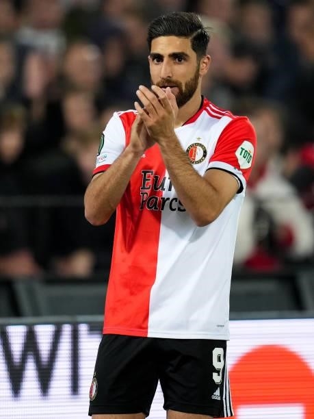 Alireza Jahanbakhsh of Feyenoord during the UEFA Conference League Group Stage match between Feyenoord and Slavia Prague at Stadion Feijenoord on...