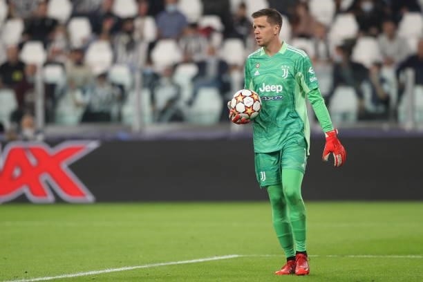 Wojciech Szczesny of Juventus looks on during the UEFA Champions League group H match between Juventus and Chelsea FC at on September 29, 2021 in...