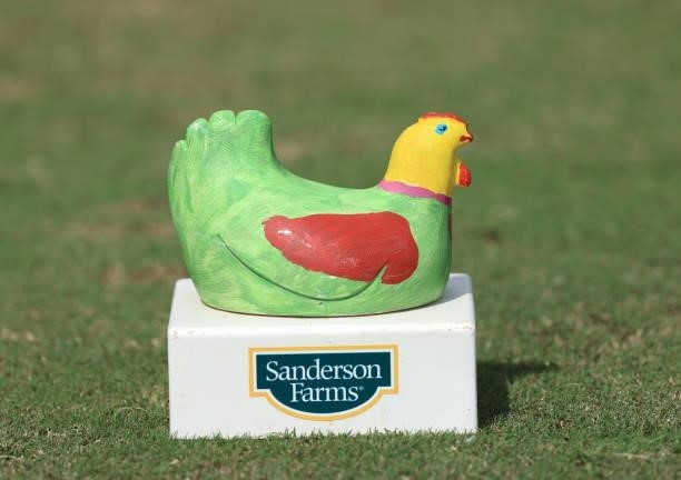 Tee marker on the 10th hole during round one of the Sanderson Farms Championship at Country Club of Jackson on September 30, 2021 in Jackson,...