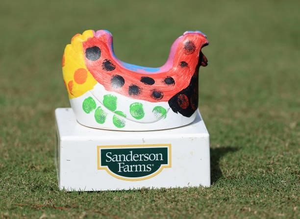 Tee marker on the 10th during round one of the Sanderson Farms Championship at Country Club of Jackson on September 30, 2021 in Jackson, Mississippi.